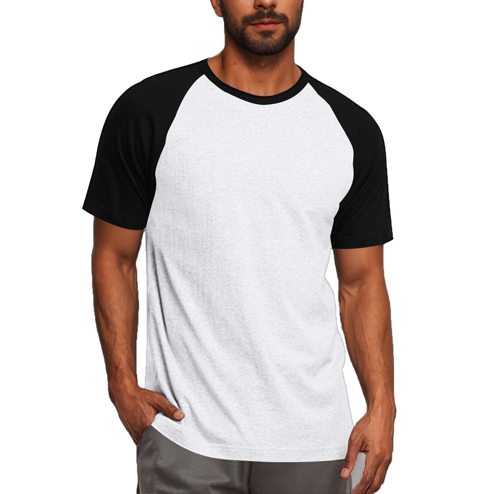 Cambkatl Mens Colorblock Basic Summer Raglan T-Shirt Pullover Casual Crewneck Short Sleeve Outdoor Sports Tee Shirts