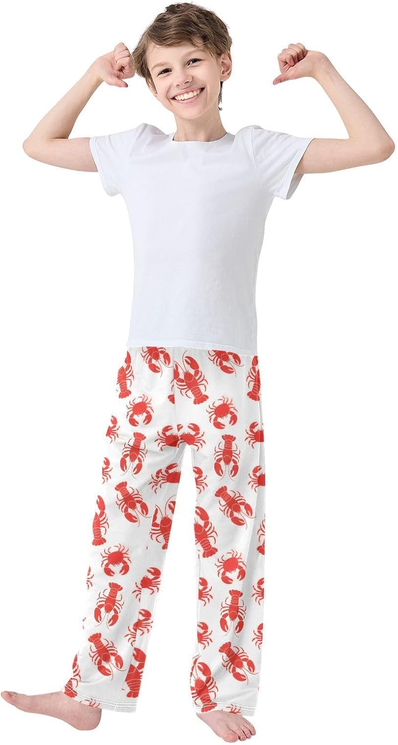 ALAZA Red Lobster on White Pajama Lounge Pants Long Sleep Pajama Bottoms with Pockets - Image 3