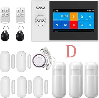 Sistema de alarme de porta WiFi Pg-107 Tuya wifi gsm Sistema de alarme de segurança home sem fio 4,3 polegadas App de controle remoto para kit de alarme de house wi-fi com fio (Color : D)