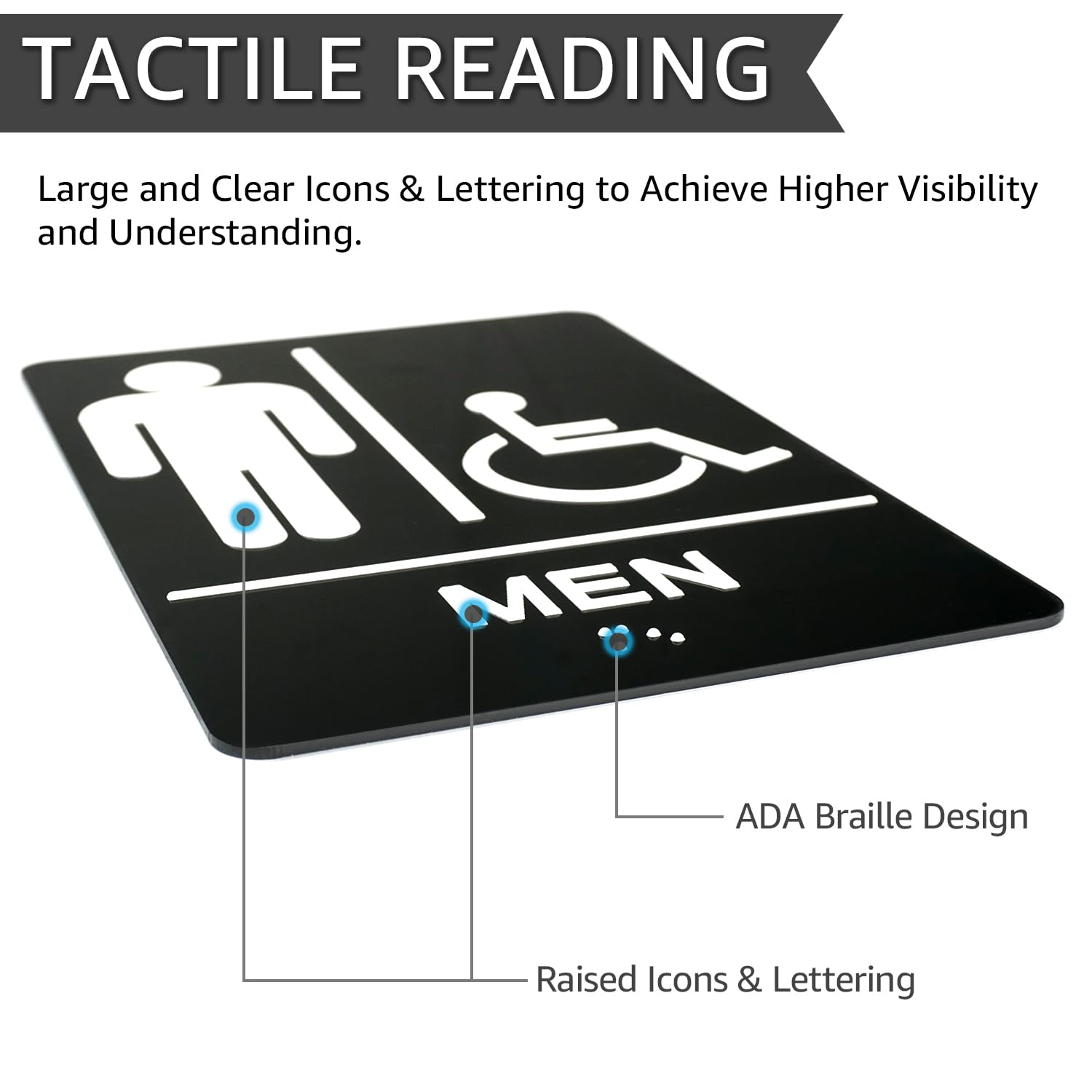 GicnKeuz ADA Braille Man And Women Bathroom Signs,9 X 6 Inches Restroom Signs With Self Adhesive Tape For Business Or Office Bathroom And Toilet Door Or Wall Decor 2 Pack
