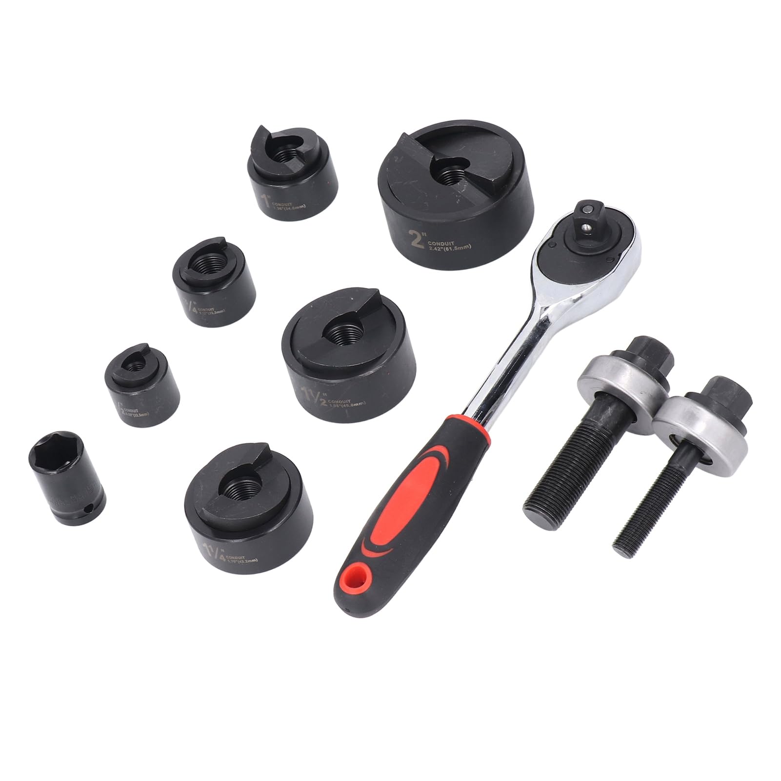 Punzonatrice Manuale, Utensile a Cricchetto con Matrici da 1/2 a 2 Pollici, Kit Perforatore per Fori in Condotti Elettrici, Quadri Metallici e Scatole di Derivazione