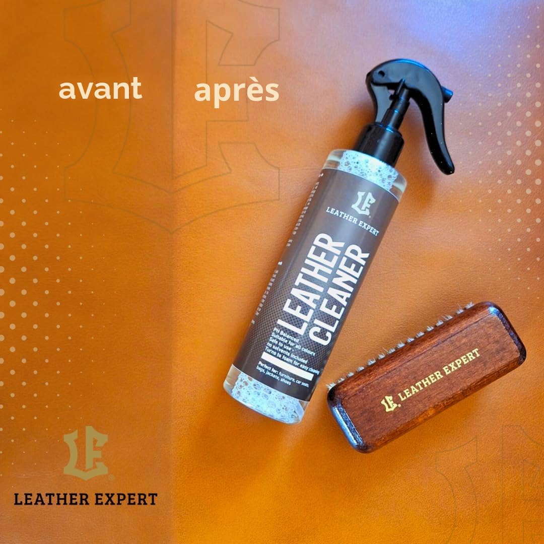 Kit d'entretien pour canapé en cuir - Couleur neutre - Nettoyant pour cuir et cuir - 250 ml - Biodégradable - Soin du cuir pour meubles - Élimine les odeurs désagréables - Avec accessoires