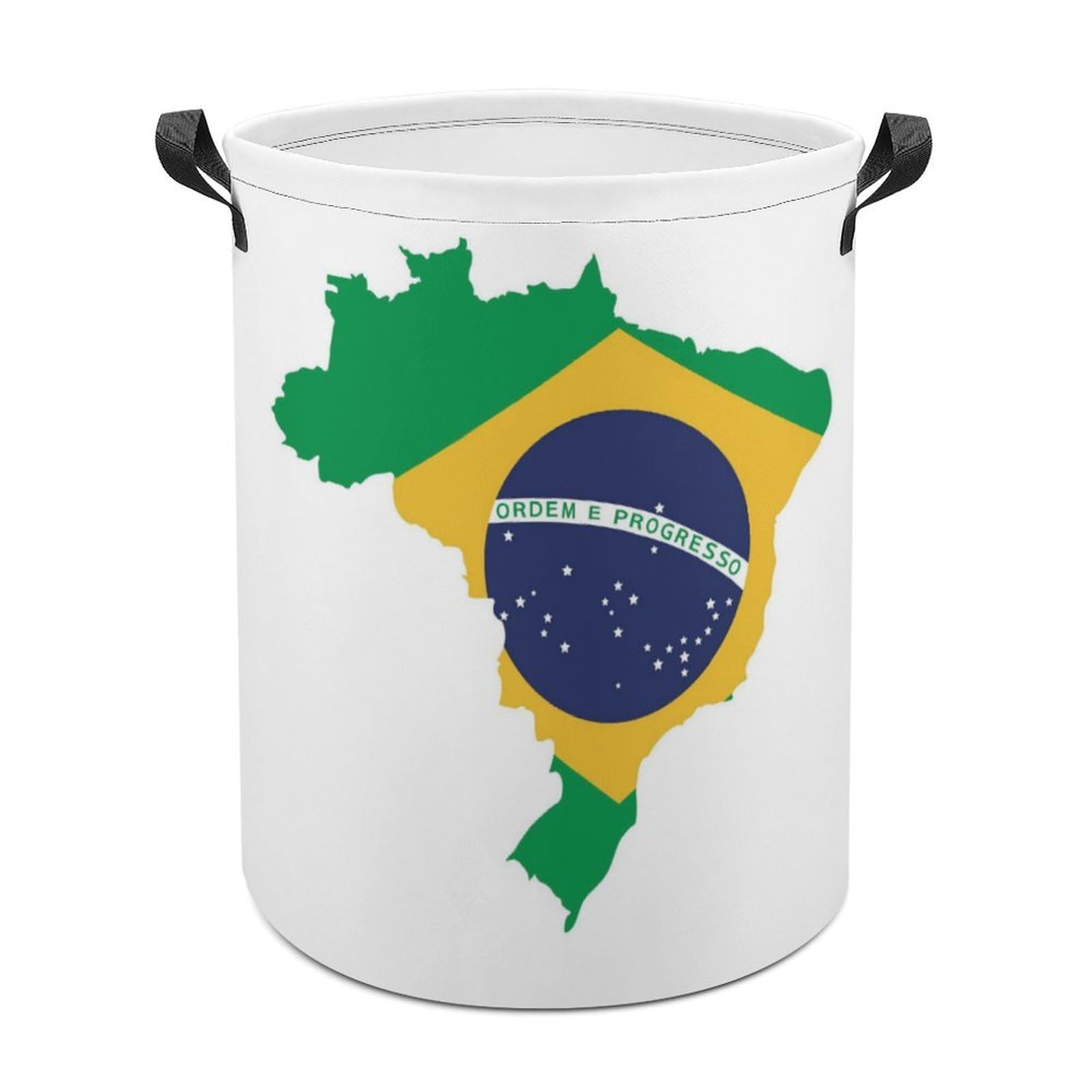 MHYRAC Laundry Hamper, Green Brazil Flag Laundry Basket, Washing Basket with Handle