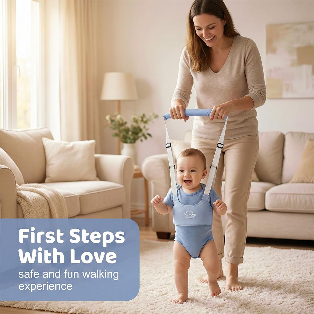 GWEOR Arnes bebe para caminar Correa Bebe Para Caminar, Ajustable Arnés de Seguridad Bebe con Hebilla de Seguridad Diseño de Malla Transpirable Arnes Bebes, Cinturón de Andador a Pie de Caminado, Azul - 3