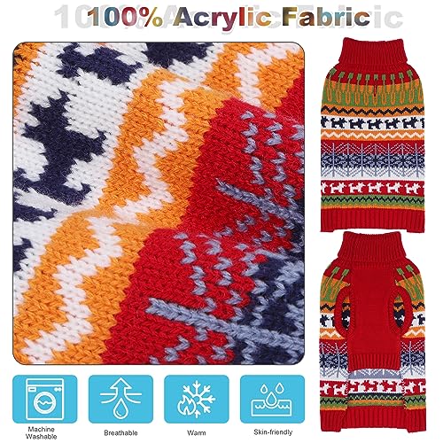 Image of Mihachi Dog Sweater - Winter Coat Apparel Clothes with Colorful Stripes for Cold Weather