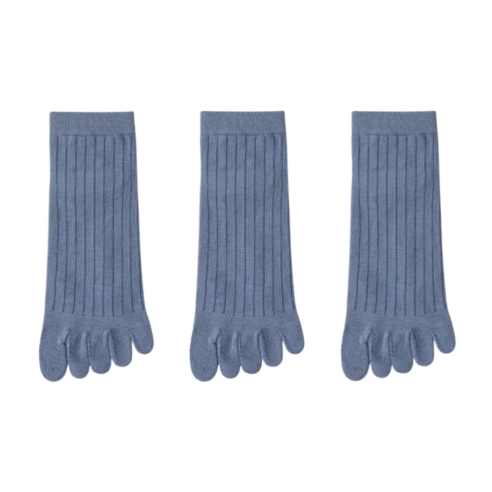 IRFHDCX Toe Socks 3/5 Pairs Five Finger Socks Breathable Ankle Short Thin Cotton Toe With Separate Fingers Sports(3 pairs Blue)