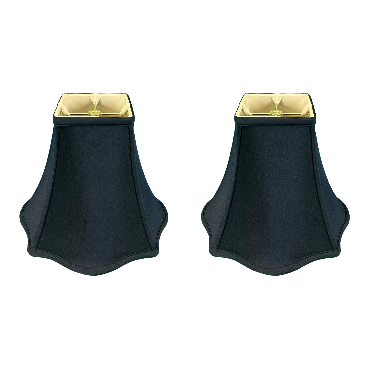 Royal Designs, Inc. Regal Series Fancy Square Bell Lamp Shade, 6 x 14 x 11.5, Black, Pack of 2