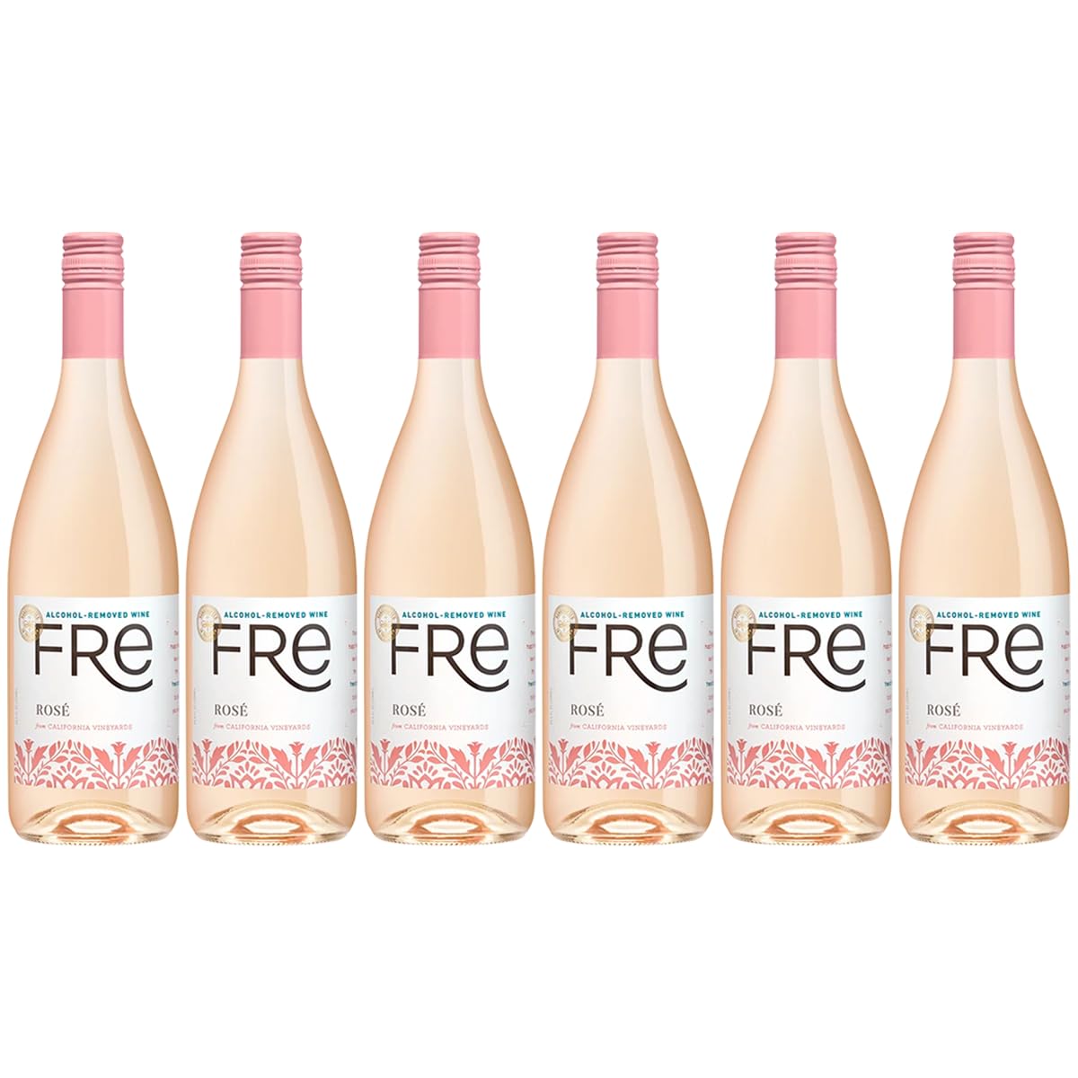 Sutter Home Fre Rosé Non-Alcoholic Wine, Experience Bundle with Phone Grip, Seasonal Wine Pairings & Recipes, 750ML btls, 6-PACK