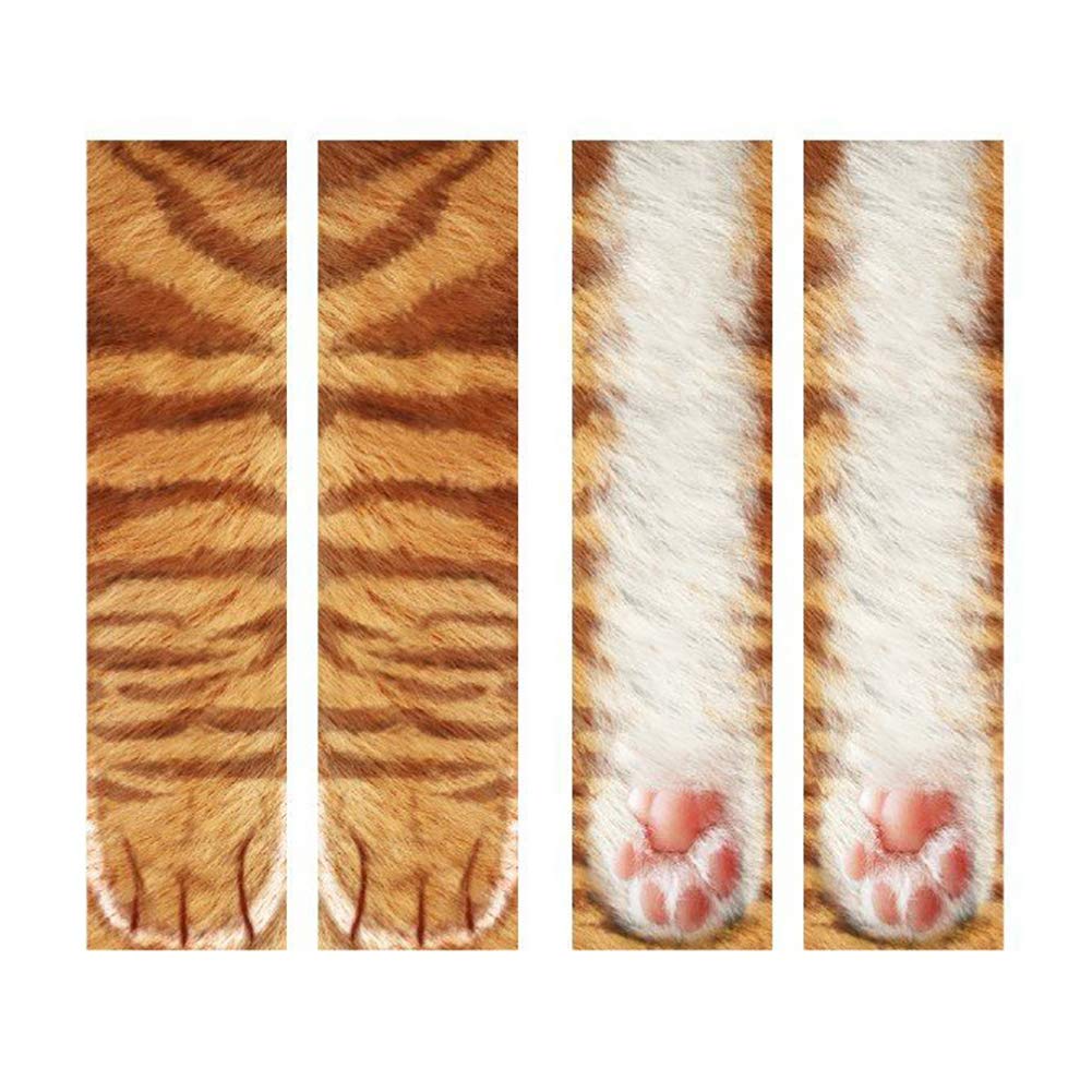 Gemini_mall Funny Socks, Novelty Socks Gifts Women Men Kids Adult Unisex Animal Paw Print Funny Crew Socks Casual Non Slip Socks Xmas Gifts Stocking Fillers Yellow Cat Adult