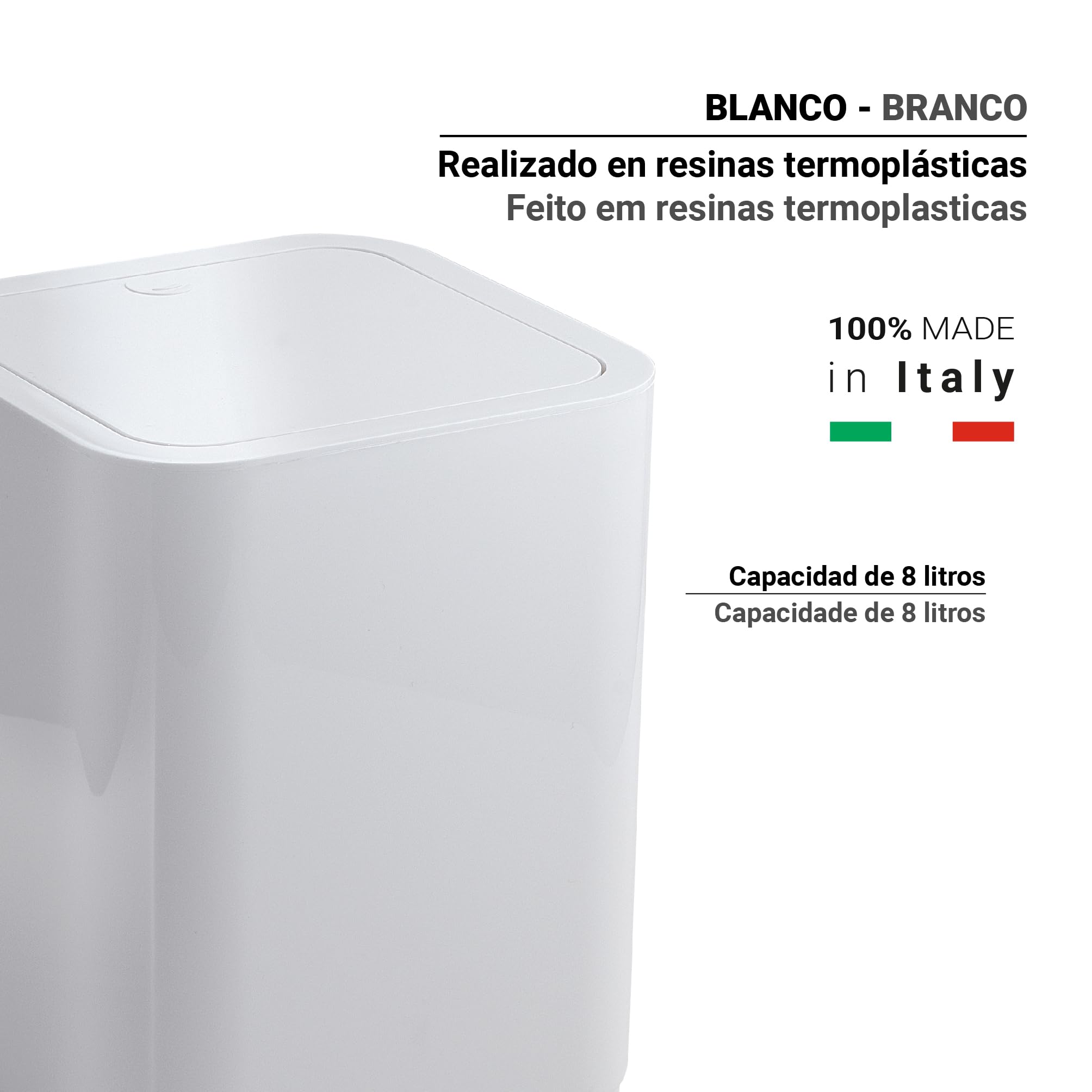 メイドインイタリアのホワイトごみ箱 ゴミ箱 おしゃれ ダストボックス