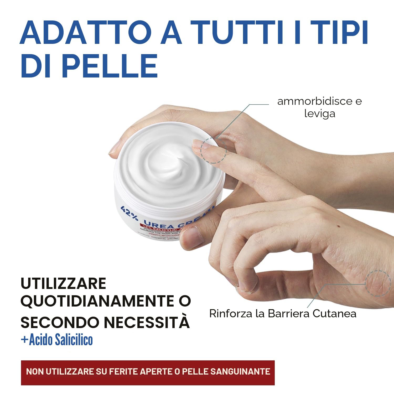OUKEYA Crema Urea 42% con Acido 2%, Balsamo Piedi Mani per il Trattamento Piedi, Talloni, Ginocchia, Gomiti, Crema Corpo Secchi Screpolati, Idrata, Rimuove Calli, Duroni