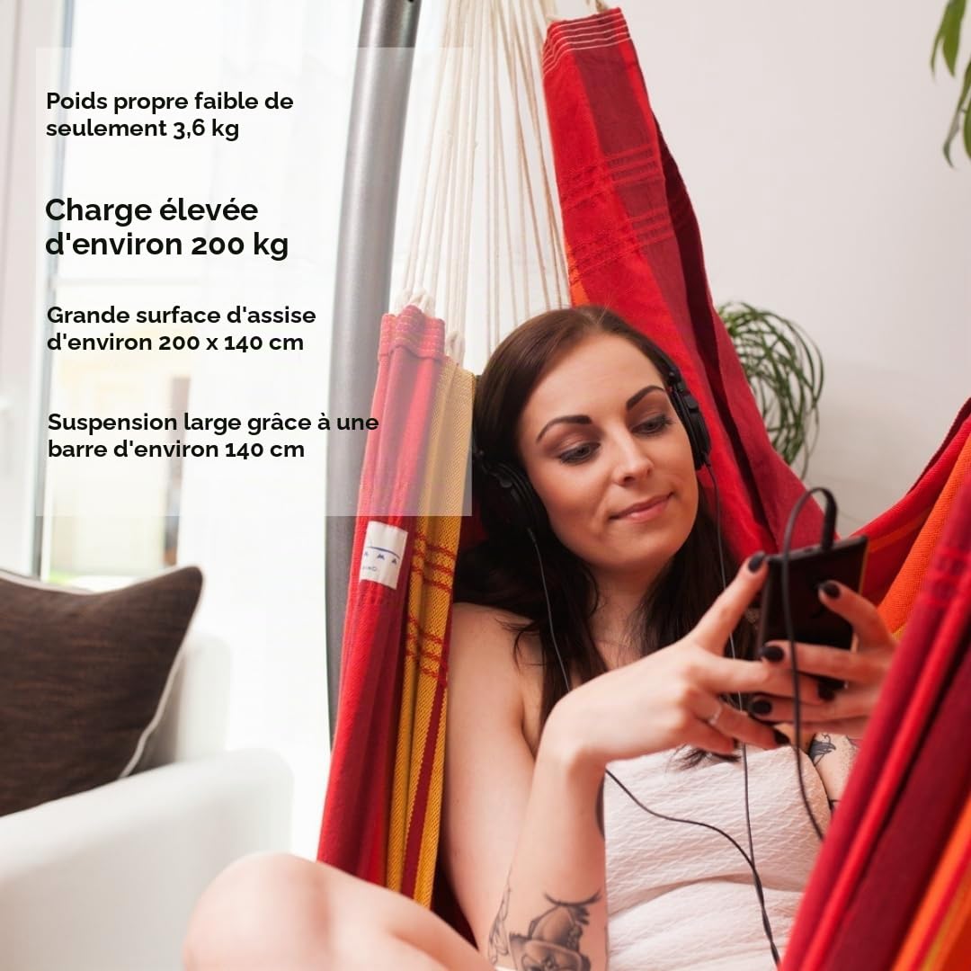 Amazonas AZ-2030310 Chaise-hamac Brasil Gigante charge 160 kg 200 x 140 cm (Lave)