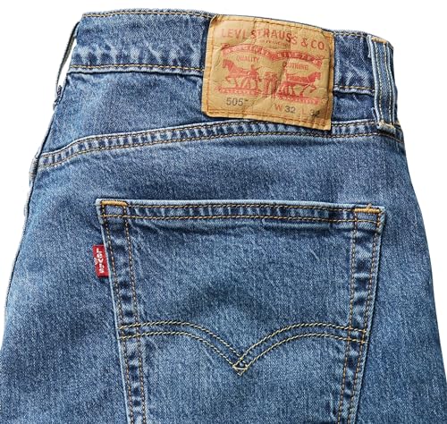 Image of Levi's Men's 505 Regular-Fit Jeans, Fremont Drop Shot - Medium Indigo, 32Wx30L