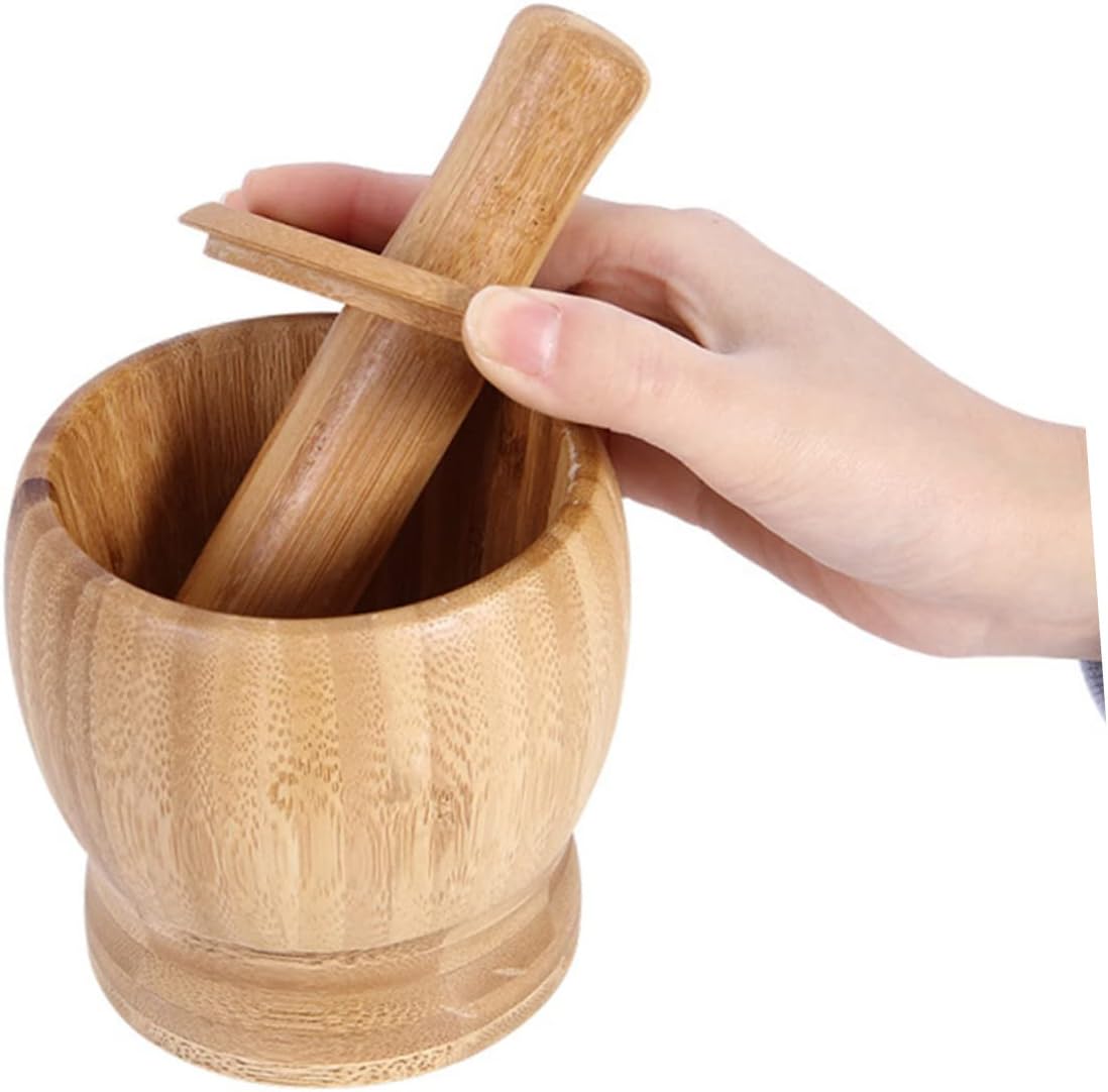 Wood Mortar and Pestle Mortar Grinding Bowl Bowl Mortar Garlic Pounder Mortar Garlic Mortar and Pestle Food with Cover Masher