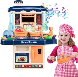 مجموعة ألعاب مطبخ للأطفال، 31 قطعة من إكسسوارات ألعاب المطبخ للعب التظاهري للأطفال، مجموعة ألعاب مطبخ صغيرة مع أضواء وبخار حنفية مياه وأصوات واقعية_،من Fantastic-Kids-Toys