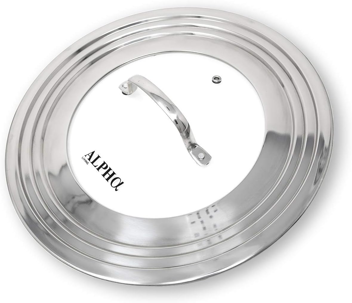 Alpha Living 7" to 12" High Grade Stainless Steel and Glass Universal, Fits All Pots, Replacement Frying Pan Cover and Skillet Lids, 7-12 inches
