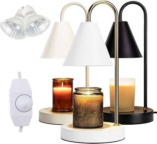 Aimoptg Lámpara calentadora de velas, calentador eléctrico de velas con luz regulable, derretidor de cera perfumada, sin humo, compatible con varios