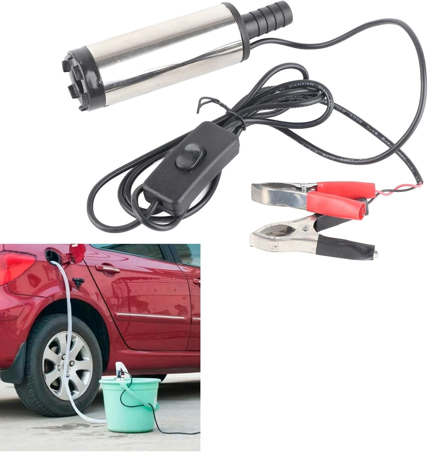 Bomba sumergible 12V, bomba de agua de acero inoxidable, bomba diesel con clip, cable 3M, para diesel/agua/queroseno