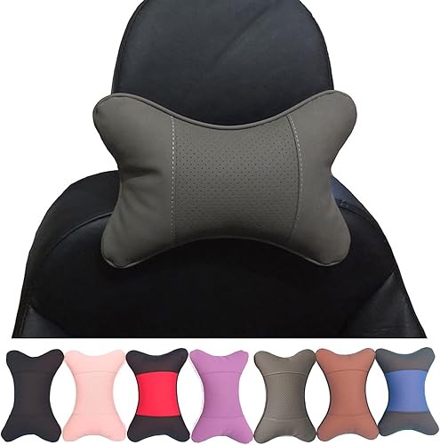 Miniatura 2 de Almohadas cervicales para el cuello del automóvil, 2 unidades, almohadas cervicales de piel sintética para viajes, almohadas rellenas de fibra