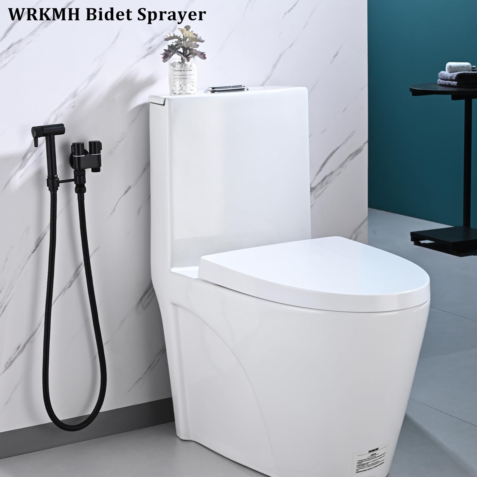 Kit Douchette WC Noir, Laiton Douchette Toilette Un Entré et Deux Sortis Douchette WC Kit Complet avec Pulvérisateur de Bidet à 2 Fonctions, 1.2m Tuyau de Douche, Douchette Hygiénique pour WC