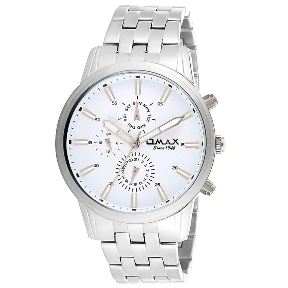 OMAX Multifunction Analog White Dial Watch for Men - SS408 (B01MRHU15D) Amazon Price History, Amazon Price Tracker