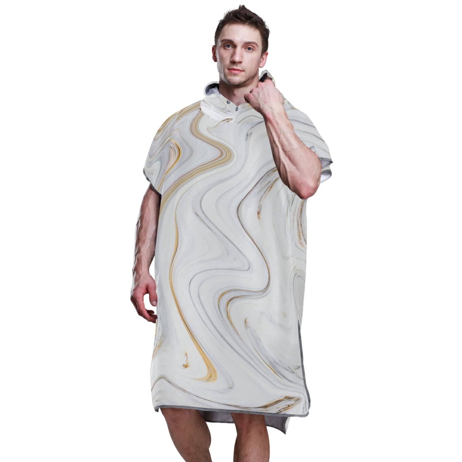 Poncho de surf pour adulte avec capuche et poche, séchage rapide, en microfibre pour bain, plage, extérieur