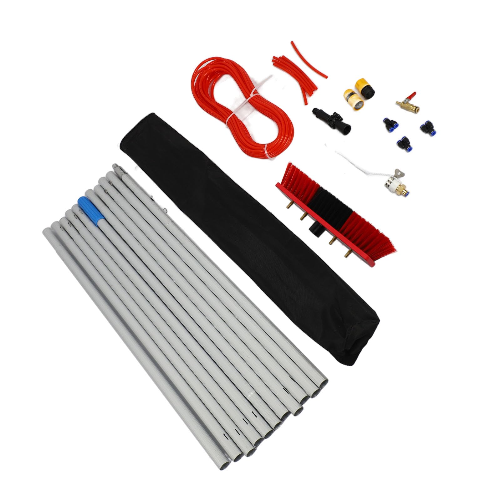 Rengue Cepillo de Limpieza de Panel Solar, Poste Telescópico con Pulverizador de Agua, Kit de Cepillo de Limpieza de Ventanas para el Hogar, Portátil