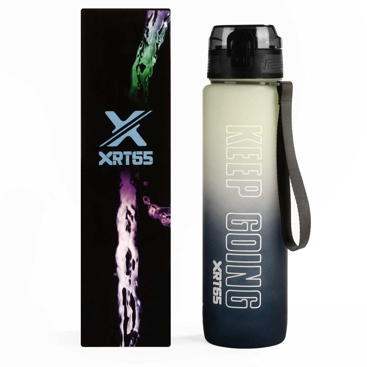 XRT65 Sipper Watter Bottle 1 Ltr, Unbreakable, Leakproof Sipper Water Bottle for Adults, Motivational water bottle for Gym office home, BPA-Free Non-toxic,with Cleaning Brush & Strap (White + Montana)