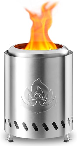 Havato Hoguera portátil de mesa, 6.7 pulgadas, sin humo, para interiores y exteriores, pequeña estufa de mesa alimentada por pellets o madera, mini