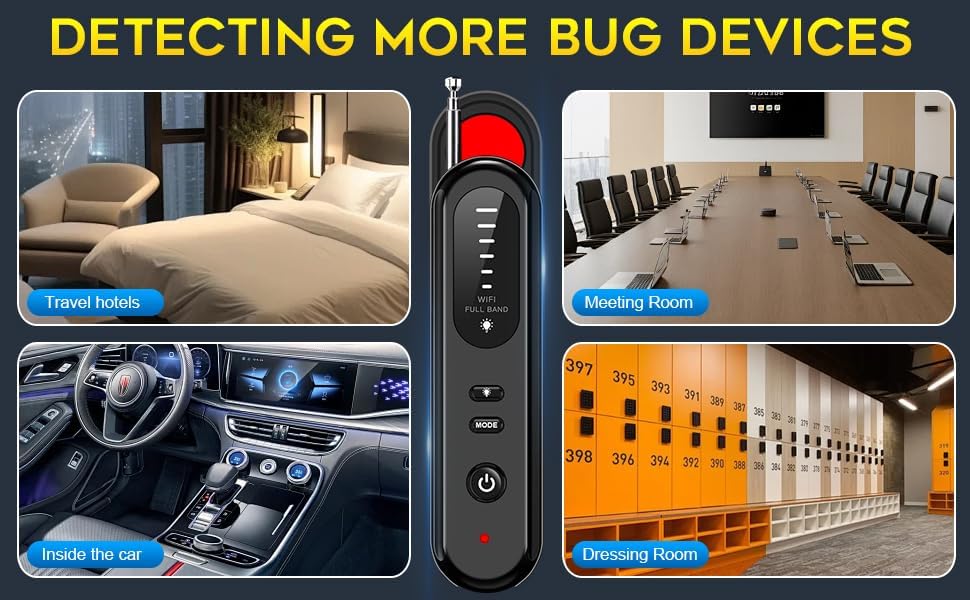 Image of Hidden Camera Detector Device- Pocket Sized Anti Spy Camera Detector, Listening Device GPS Tracker Detector, 5 Levels Sensitivity Adjustable 4 Professional Modes (A-1)