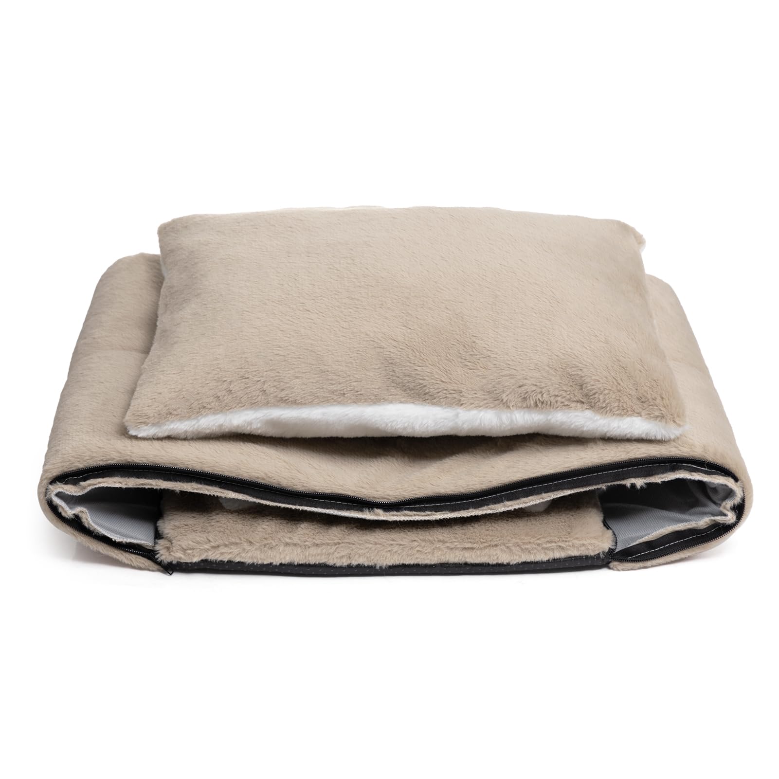 Hollypet Cuccia per Gatti e Cuccioli, Letto in Peluche Pieghevole 2 in 1 per Animali Domestici, Accogliente e Morbido Cuccia per Interni & Esterni, Marrone Chiaro