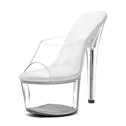 WUXIN H&P Women's 7 in Platform Sandal Heels，Sexy Stiletto Pole Dance Exotic Shoes 17 cm - 8 - Clear