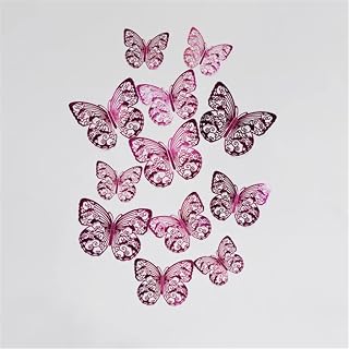 12 piezas 3D realista mariposa calcomanía de pared para decoración de boda dormitorio habitación de los niños refrigerador pegatinas decoración del hogar (color: rosa, tamaño: talla única)