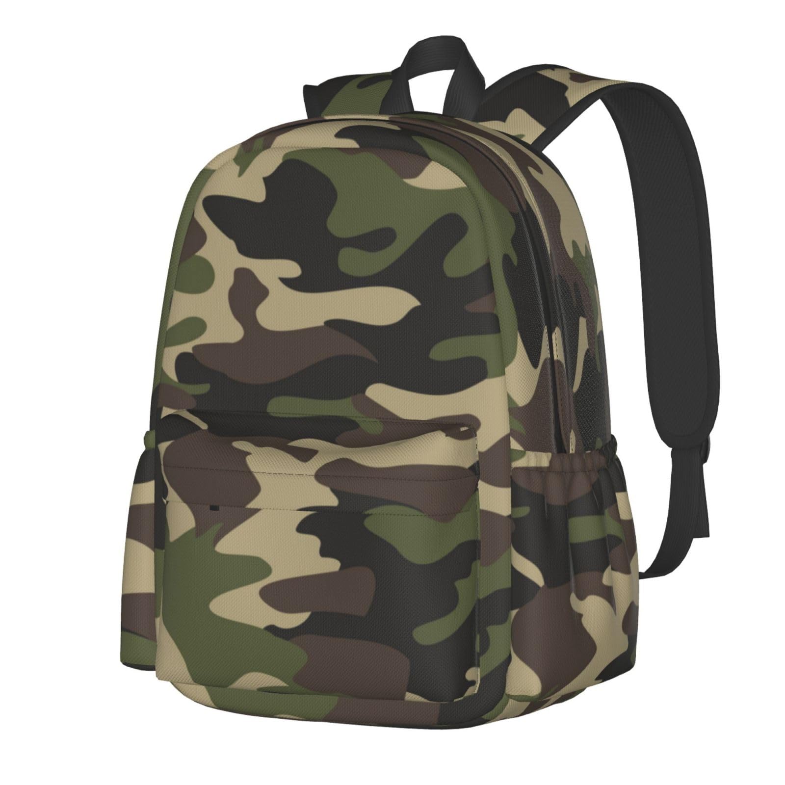 Jbofyee Camouflage Pattern Laptop Backpack For Men Women, Green Camo Lightweight Daypack Bookbag For Daily Commutes Business Travel Hiking