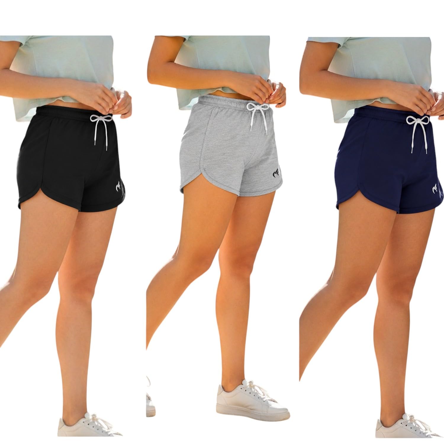 Women's Cotton Blend Sports Shorts |Elastic Waist with Adjustable Drawstring | Pack of 3-picture-16