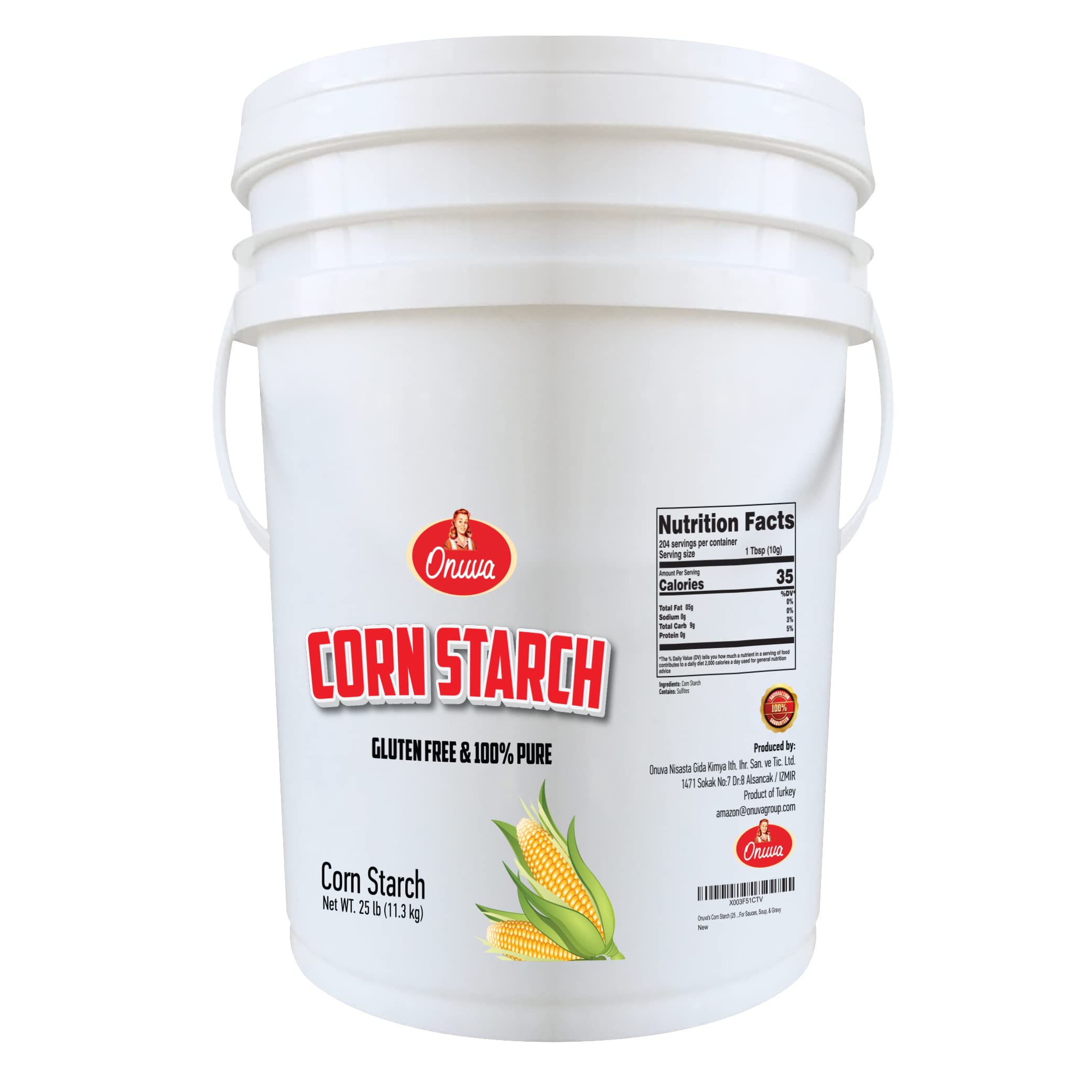 Corn Starch by Onuva - 25 lbs , (11,3 kg) - Gluten Free - Vegan - Thickener For Sauces, Soup, & Gravy