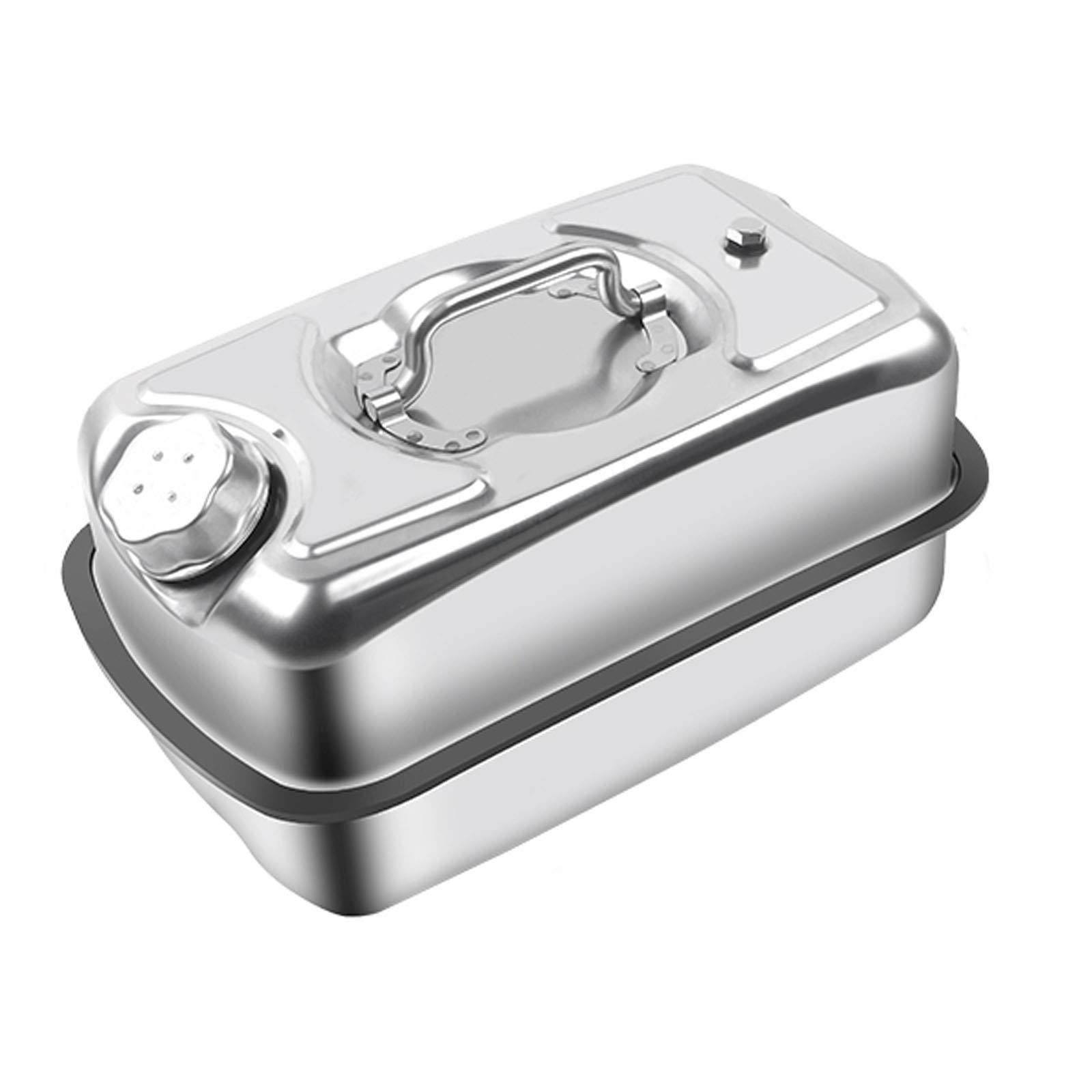 jerry can， Motorcycle Diesel Barrel 304 Stainless Steel Spare Fuel Tank Horizontal Petrol Can with Built in Oil Guide Tube Portable Handle(10L)