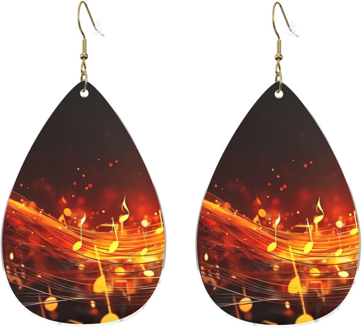 Red Flame Music Note Acrylic Hoop Earrings For Women Teardrop Dangle Earrings Lightweight Fashion Jewelry Gifts Outfits Accessories For Women Ladies