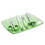 Anjali 5-Piece Kitchen Tool Set – 1 Chopping Board, 1 Knife, 1 Peeler, 1 Scissor, 1 Lighter – Essential Cooking & Food Prep Accessories for Home