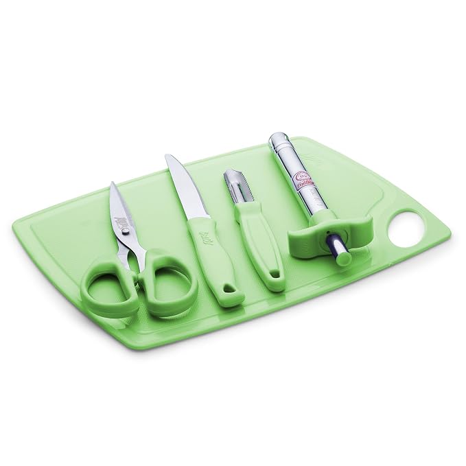 Anjali 5-Piece Kitchen Tool Set – 1 Chopping Board, 1 Knife, 1 Peeler, 1 Scissor, 1 Lighter – Essential Cooking & Food Prep Accessories for Home