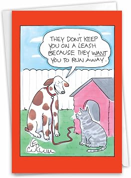 NobleWorks 1 Hilarious All Occasion Card Pet Dog Cat Leash Joke C5027OCB