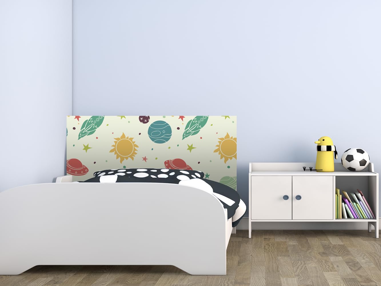 Cabecero Cama Infantil PVC Impresión Digital Planetas Universo Multicolor 100 x 60 cm | Disponible en Varias Medidas | Cabecero Ligero, Elegante, Resistente y Económico