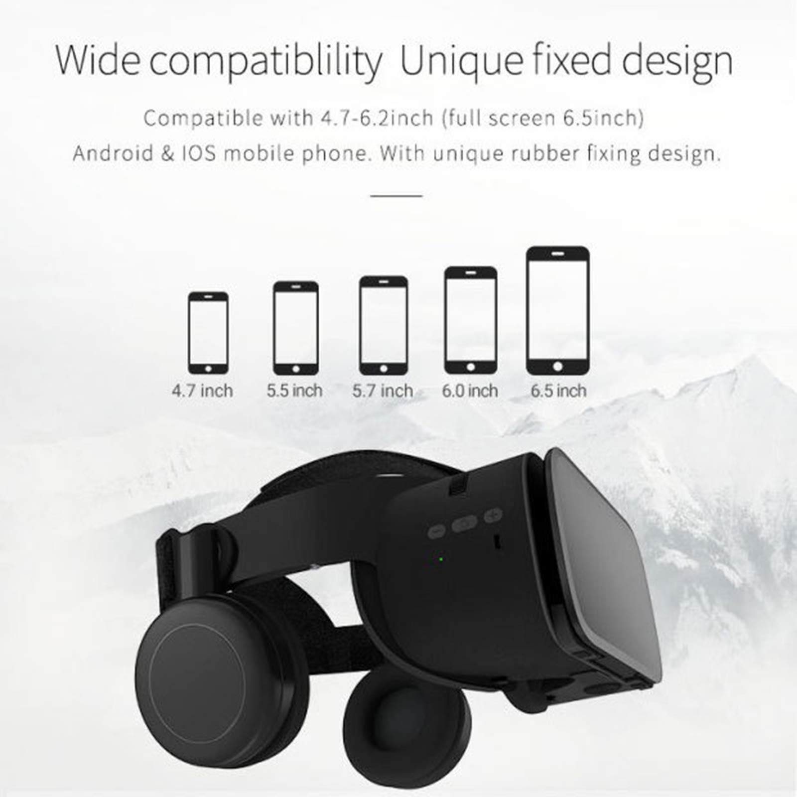 Occhiali VR 3D con Sportello Auricolare, Realtà Virtuale Visore, Realtà Virtuale VR Occhiali per Smartphone 4,7-6,2 Pollici, Regalo Perfetto di Natale e di Compleanno