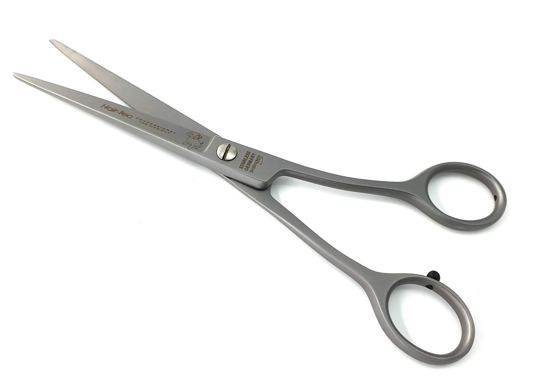 Solinger, forbici professionali per cani, taglio dritto, forma ergonomica, senza gancio, lunghezza circa 18,5 cm, punta arrotondata