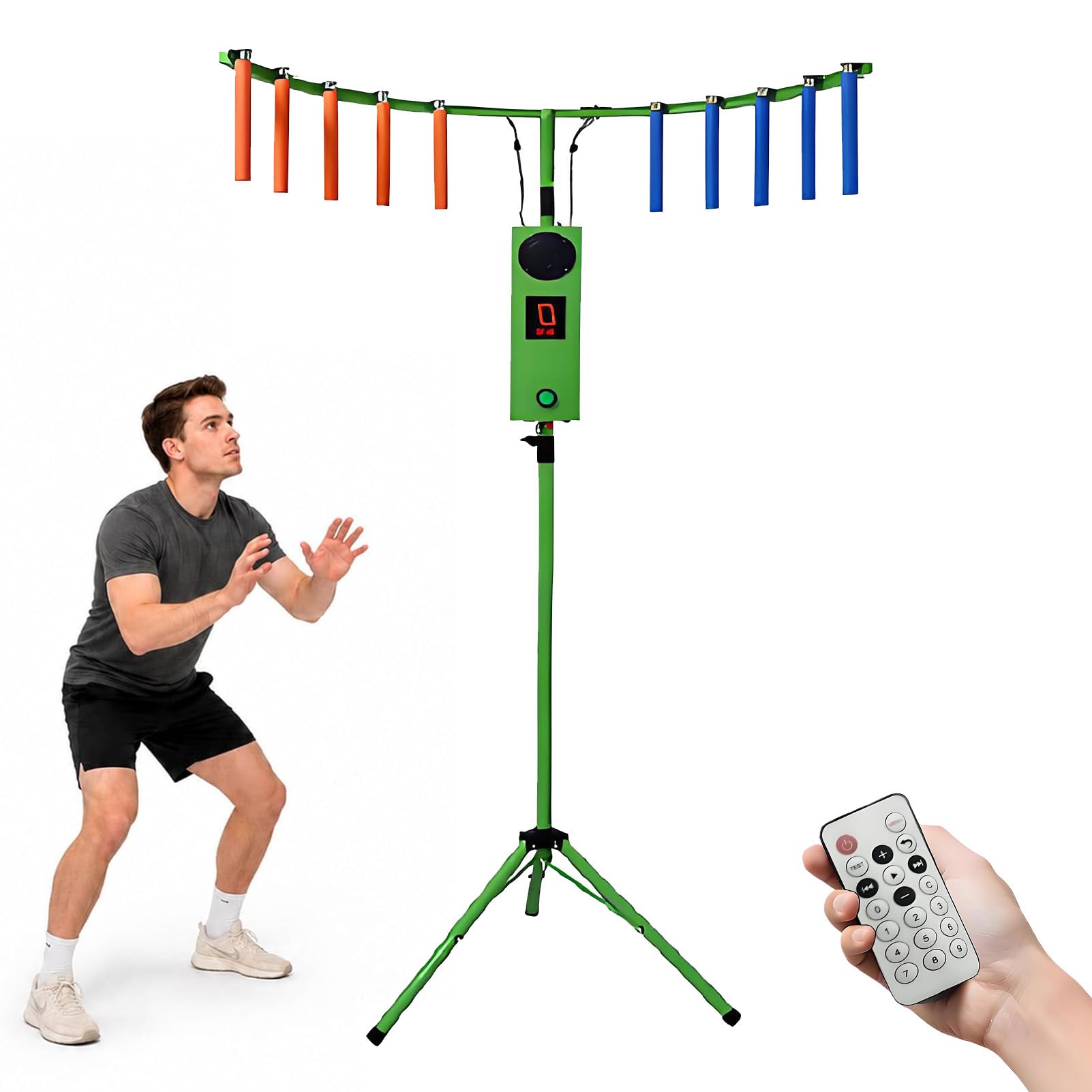 EpyGnom Hand Eye Coordination Catching Stick Game, Reflex Catch Stick Arcade Machine with LED Light Display, Adjustable Speed Drop Stick Game for Carnivals, Events, Party, Bars, Business Green