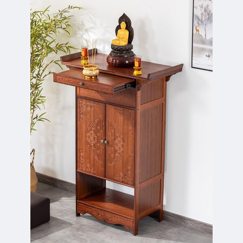 Mobiletto Consolle da altare in legno massello for casa tradizionale | Espositore(Red,Piccolo)