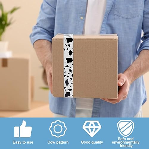 Miniatura 5 de 1 rollo de cinta decorativa de aproximadamente 109.36 yardas, cinta decorativa de plástico con estampado de vaca, cinta adhesiva adhesiva impresa