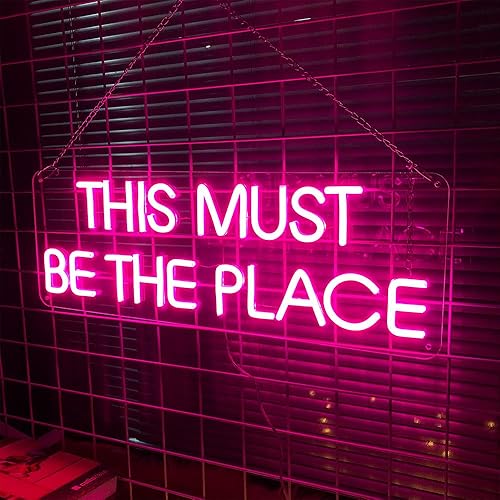 Miniatura 4 de This Must Be The Place Neon Signs for Bedroom Wall Decor LED Light Up Signs Large Pink Neon Sign Words Lights for Beer Bar Club Windows Glass Hotel