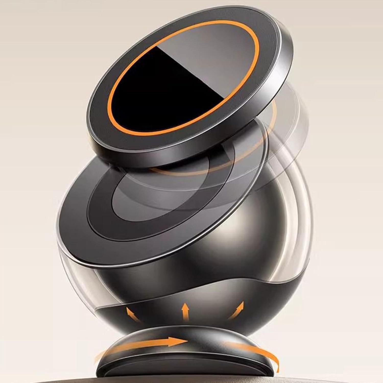 磁気式 スマホ カー ホルダー | 脱着可能 スマホ用 車載マウント - 調整可能 回転式 ブラケット 取付 アクセサリー ダッシュ