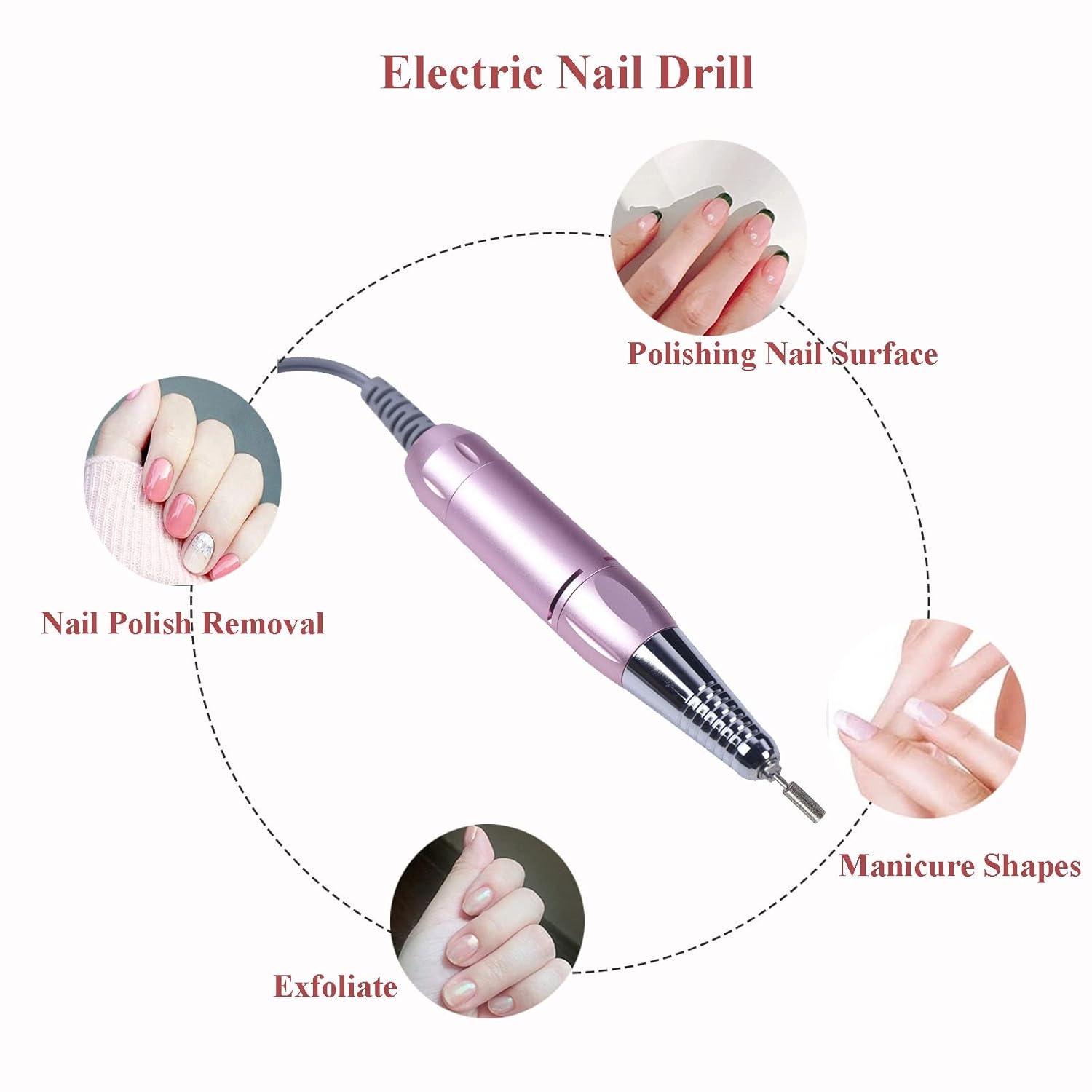 TFCFL 5 in 1 Nail Dust Collector, Professional Nail Vacuum Dust Collector + Electric Nail Drill + 96W UV Gel Nail Dryer Lamp + Hand Cushion + Desk Lamp for Salon & Home